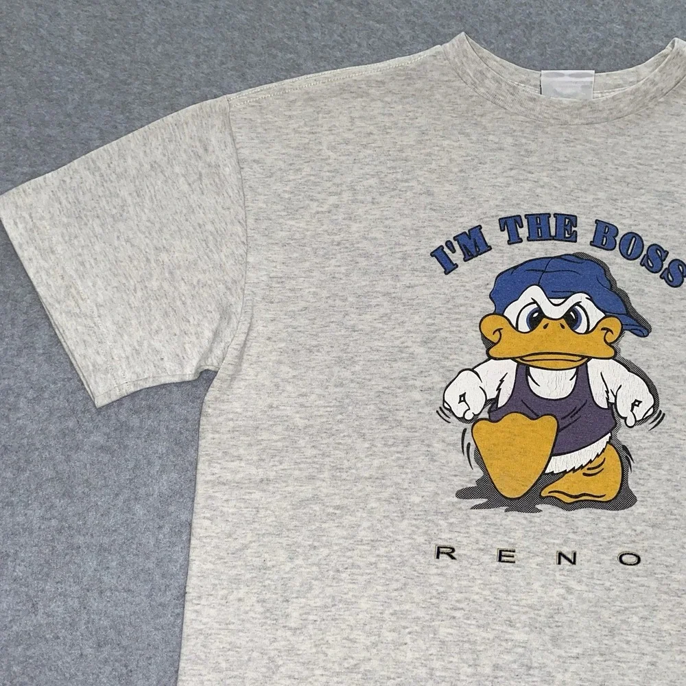 Vtg 90s Youth XL Shirt I'm The‎ Boss Duck Cartoon Reno Graphic Sierra Madre Tee